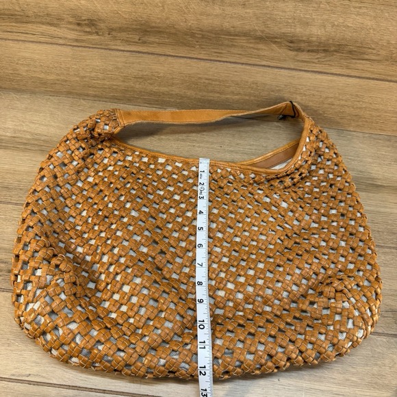 Marta Ponti Portugal Leather Fabric Woven‎ Tote Shoulder Bag Light Brown - Picture 7 of 8